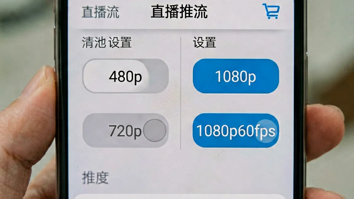 成直播人APP免费版推流清晰度设置界面，显示720p码率限制与付费版1080p选项的对比
