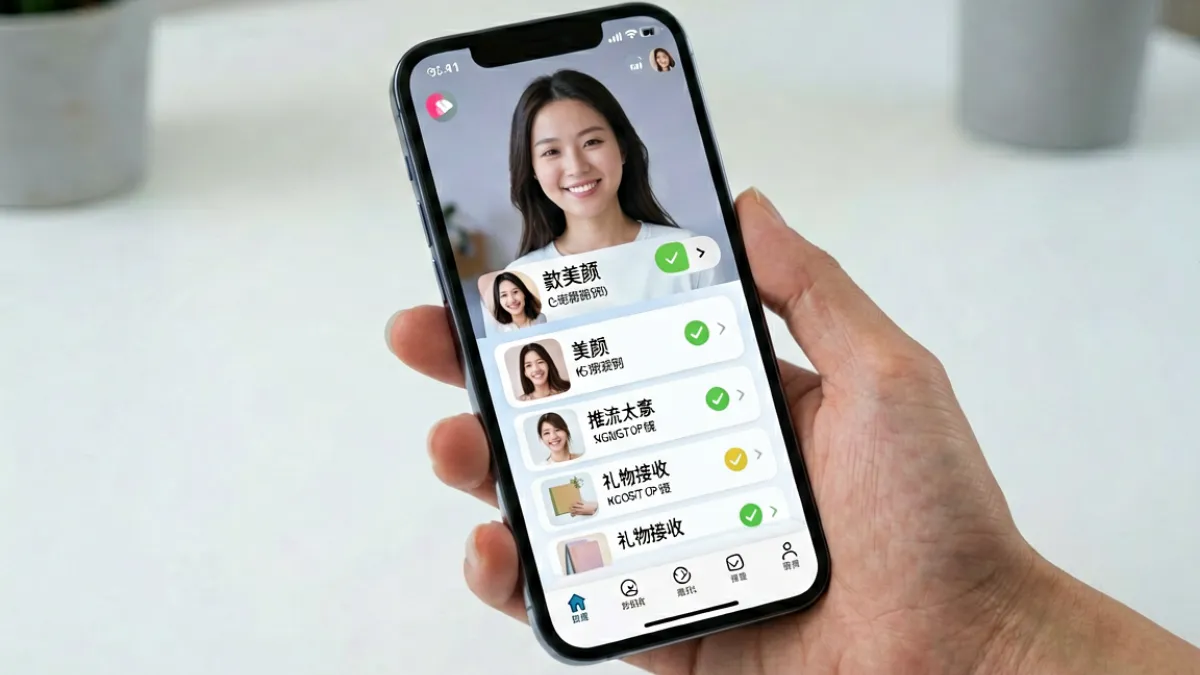用户在手机上查看成直播人APP免费版功能列表，界面显示多项免费权益说明